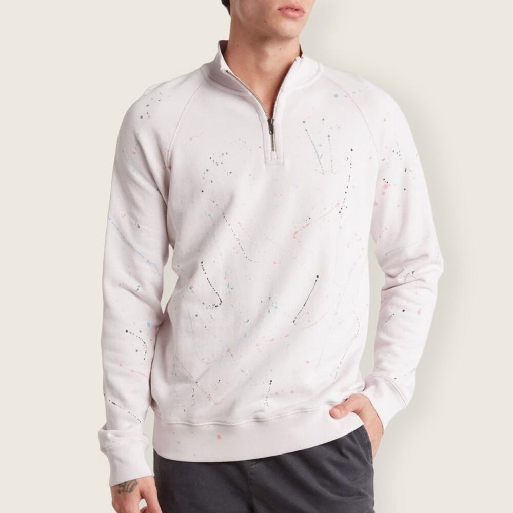 NWOT | ATM | Paint Splatter 1/4 Zip Sweatshirt | Pink | XL
